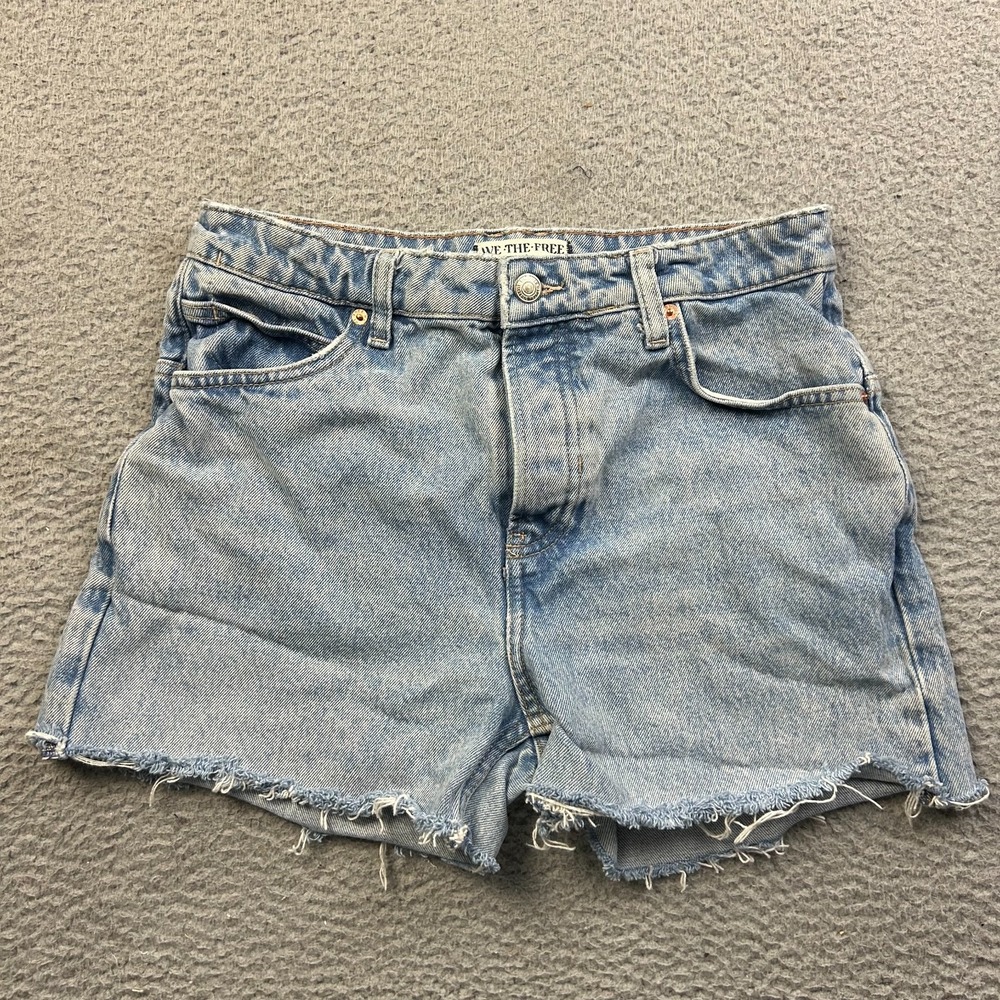 We The Free Shorts Womens Blue Deep Trance Dropped Boyfriend Denim Cut Offs 26